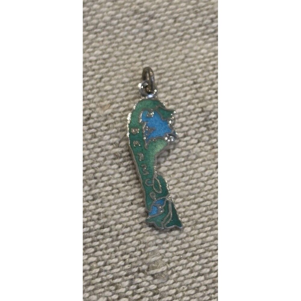 VINTAGE STERLING SILVER AND ENAMEL BERMUDA ISLAND MAP CHARM